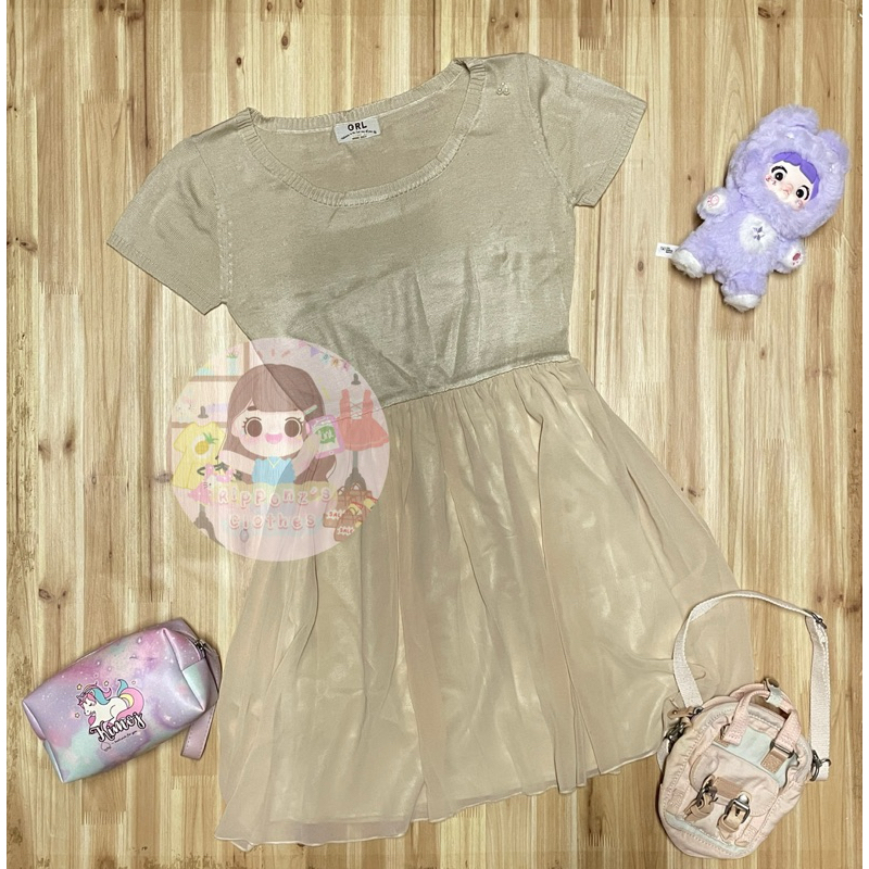 เดรสไหมพรมสีครีม ป้าย GRL 🧁💛