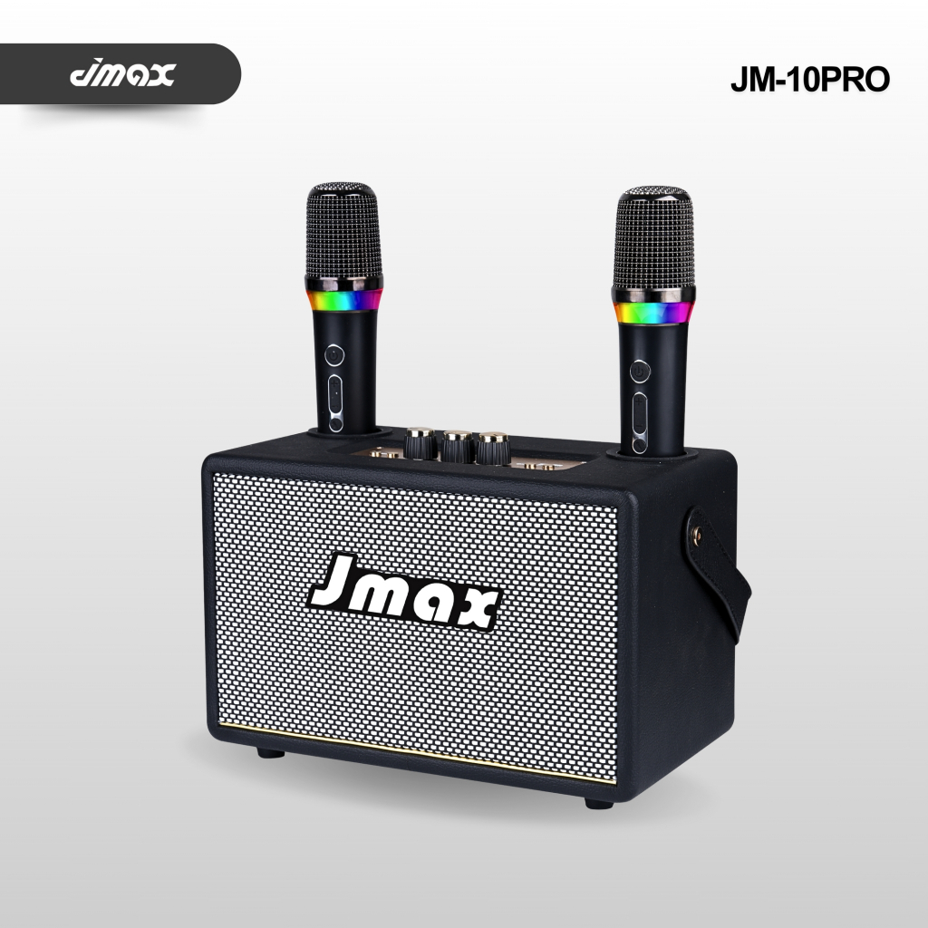 JMAX ลำโพงบลูทูธ รุ่น JM-10PRO แถมไมค์ลอย2ตัว ปรับเบสได้ ร้องคาราโอเกะ 30W BT/AUX/TWS/MICROPHONE