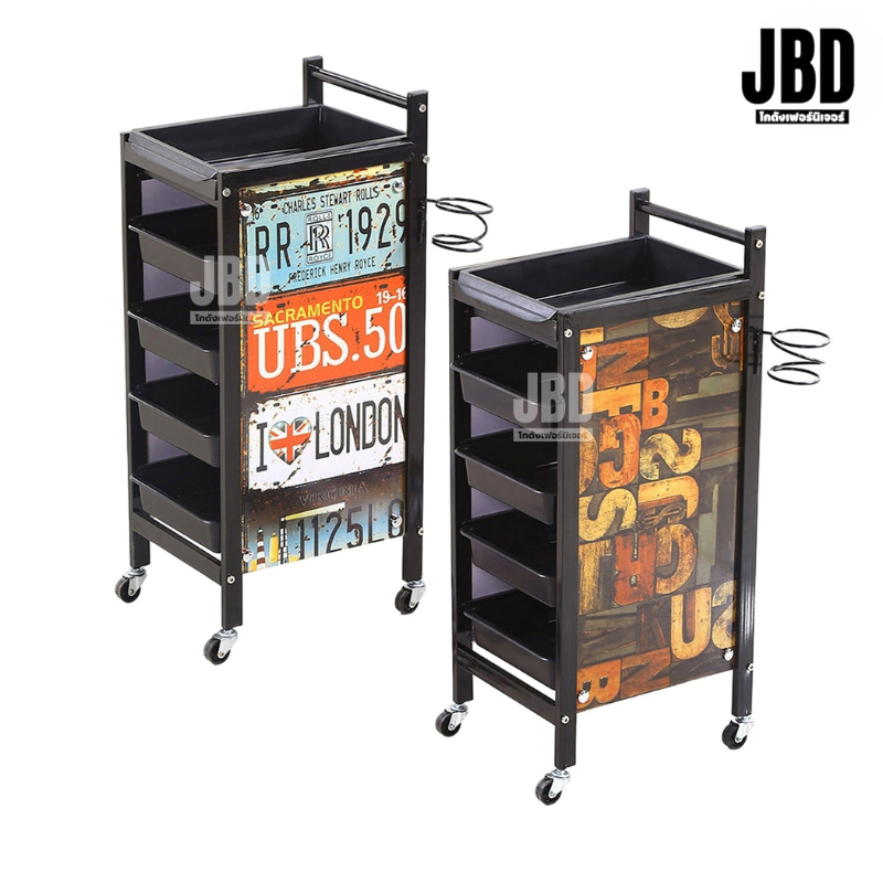 ิJBD INTER ชั้นวางอุปกรณ์ร้านเสริมสวย ชั้นวางอุปกรณ์ร้านตัดผม มีล้อลาก รหัสรุ่น:TB5941