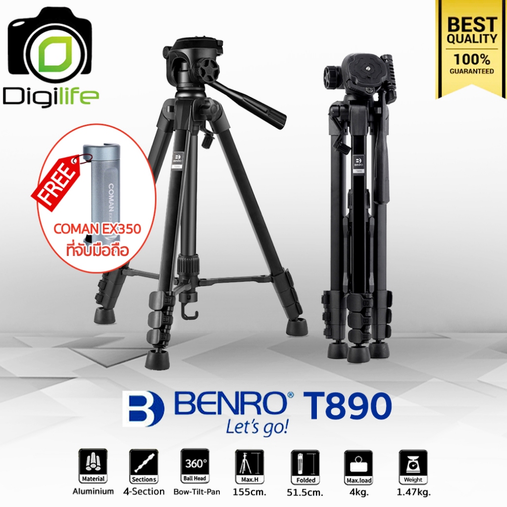 Benro Tripod T890 ขาตั้งกล้องน้ำหนักเบา DSLR, มิลเรอร์เลส, คอมแพ็ค, วิดีโอ / Digilife Thailand