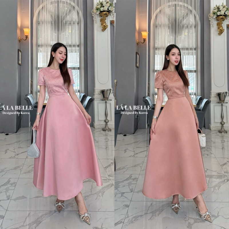 เดรสยาวออกงานเรียบสวย เดรสสวย Lalabelle