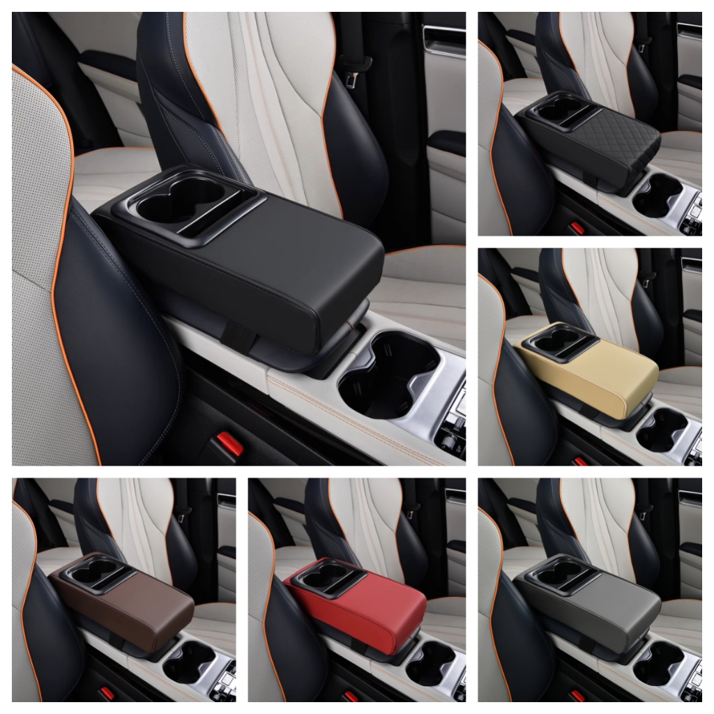 หมอนที่เท้าแขนคอนโซลศูนย์รถเมมโมรี่โฟมที่เท้าแขนกล่องแขนพร้อมที่วางถ้วยและที่วางโทรศัพท์เหมาะกับรถยนต์ SUVs รถบรรทุก
