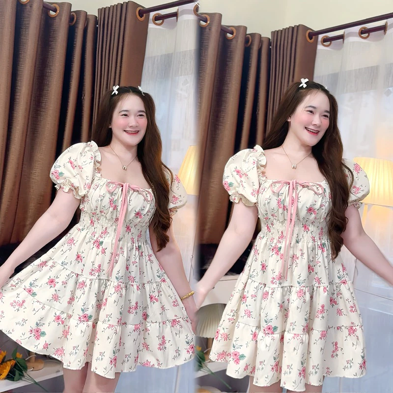 Dress แขนตุ๊กตา(อก32-48)ระบายทรงปล่อย an-05 🌷✨