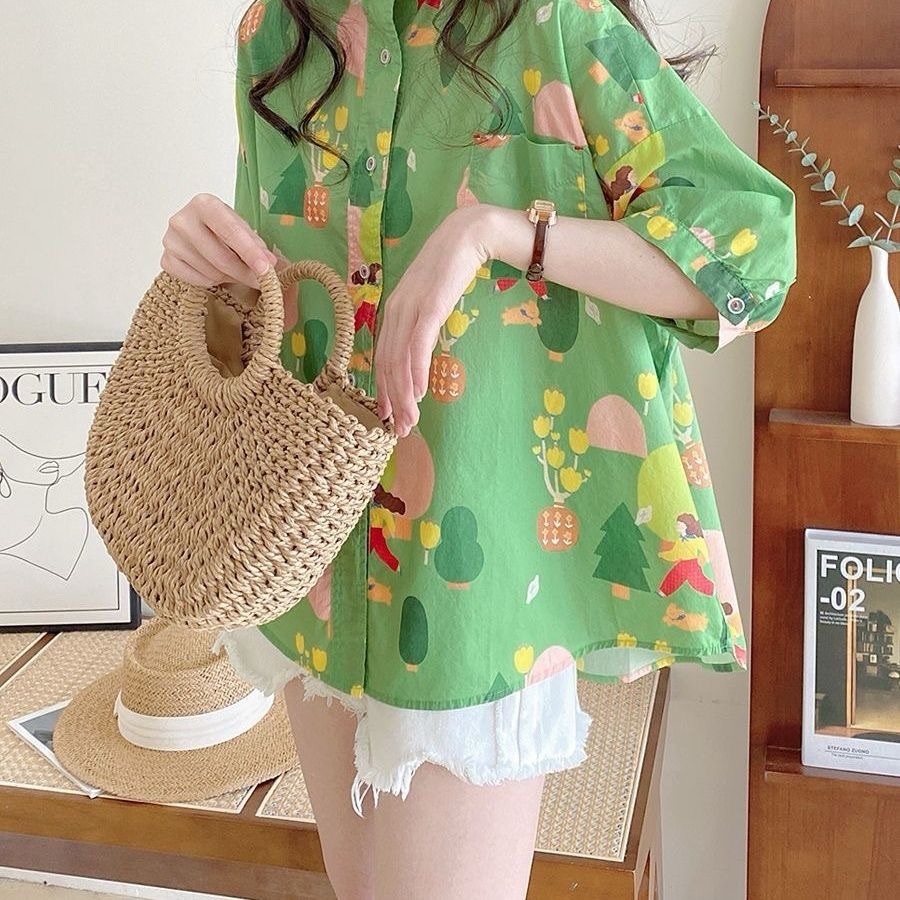 SIAM CURATEDเสื้อผ้าผู้หญิง เสื้อคอปกตุ๊กตา ✨ ทรงหลวม（จัดส่งภายใน24ชม）