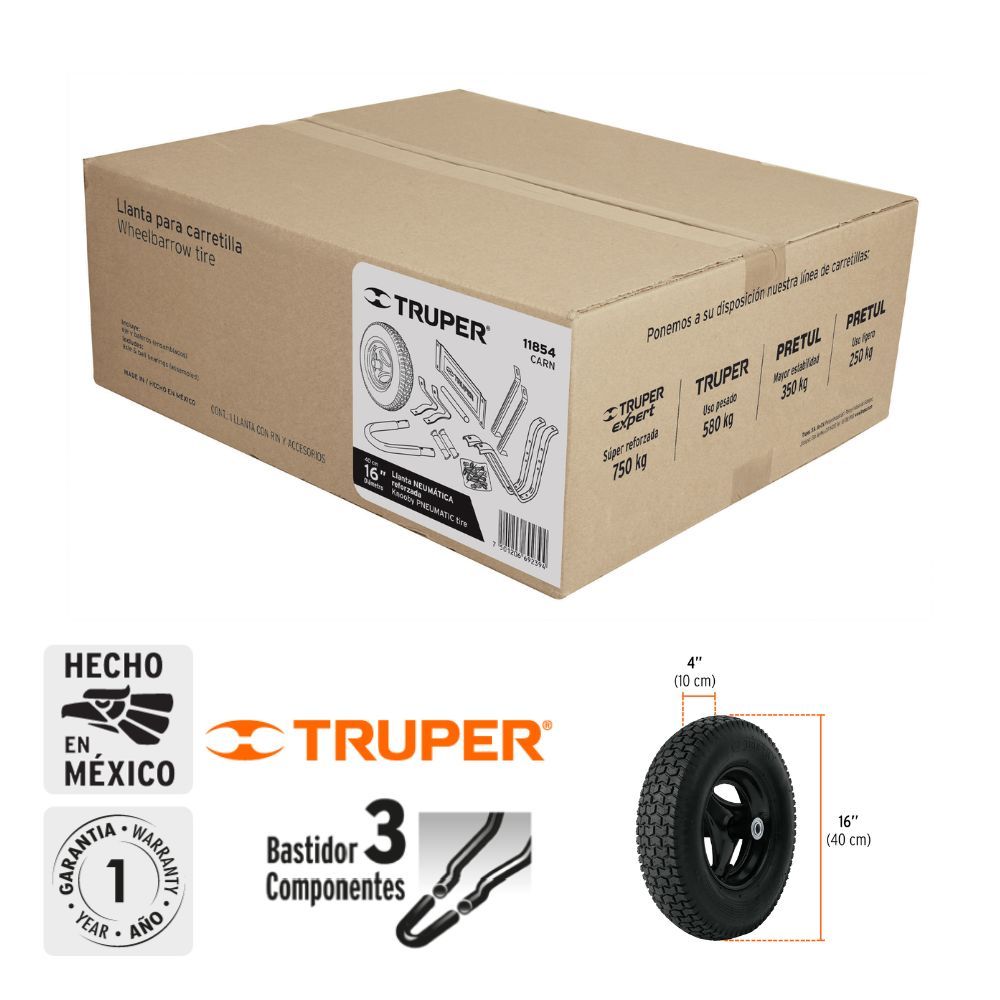 TRUPER 11854 ชุดอะไหล่ล้อและอุปกรณ์เสริม สำหรับ รถเข็นปูน [CARN]