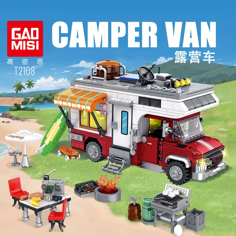 ใช้ได้กับรถแคมป์ปิ้งซีรีส์ หยุดพร้อมอุปกรณ์ทำอาหารกลางแจ้ง ของเล่นบล็อกก่อสร้าง ของขวัญรับปริญญา