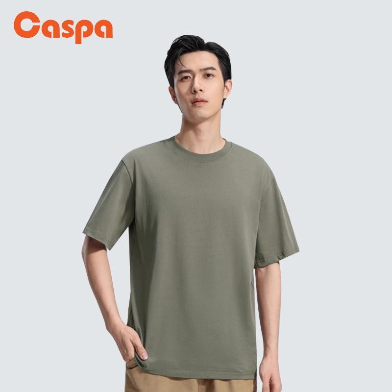 Caspa เสื้อยืดคอกลม รุ่น496  สีพื้น ใสสบาย ผ้าฝ้ายแท้100% ไม่หด ไม่ย้วย ใส่ได้ทั้งผู้ชาย-ผู้หญิง