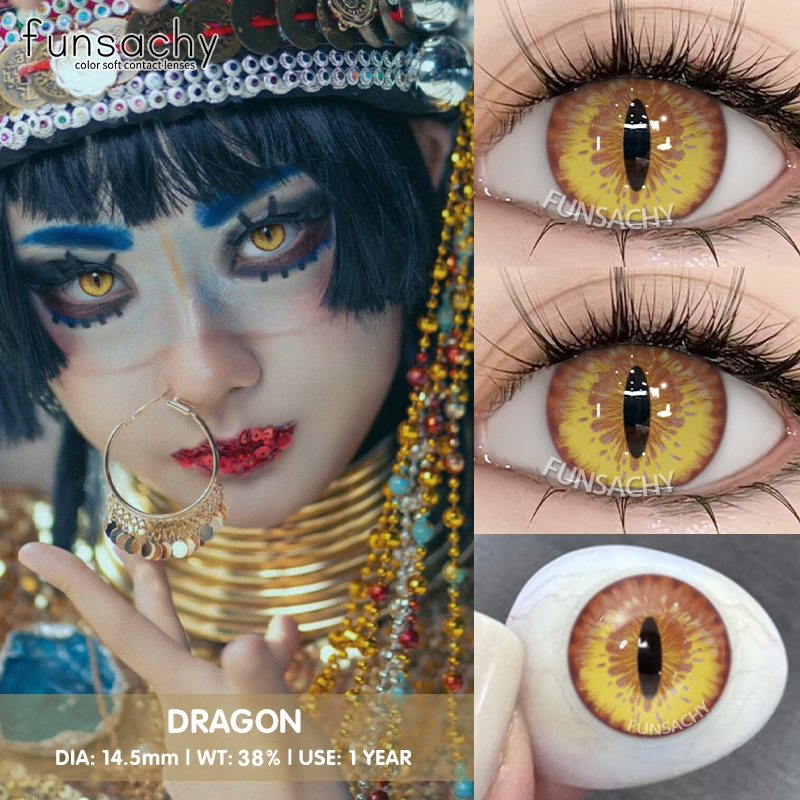 {COD}คอนแทคเลนส์สีคอสเพลย์ Funsachy 1คู่ 14.5mm สีดำ เลนส์สีขาว คอนแทคเลนส์สีแฟชั่น ปาร์ตี้คาร์นิวัล - รูปที่ 3