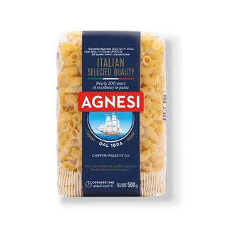 แอคเนซี ชิฟเฟอรี ริกาติ เบอร์ 50 (พาสต้าข้องอ เบอร์ 50) 500 กรัม │ Agnesi Chifferi Rigati No.50 500 g