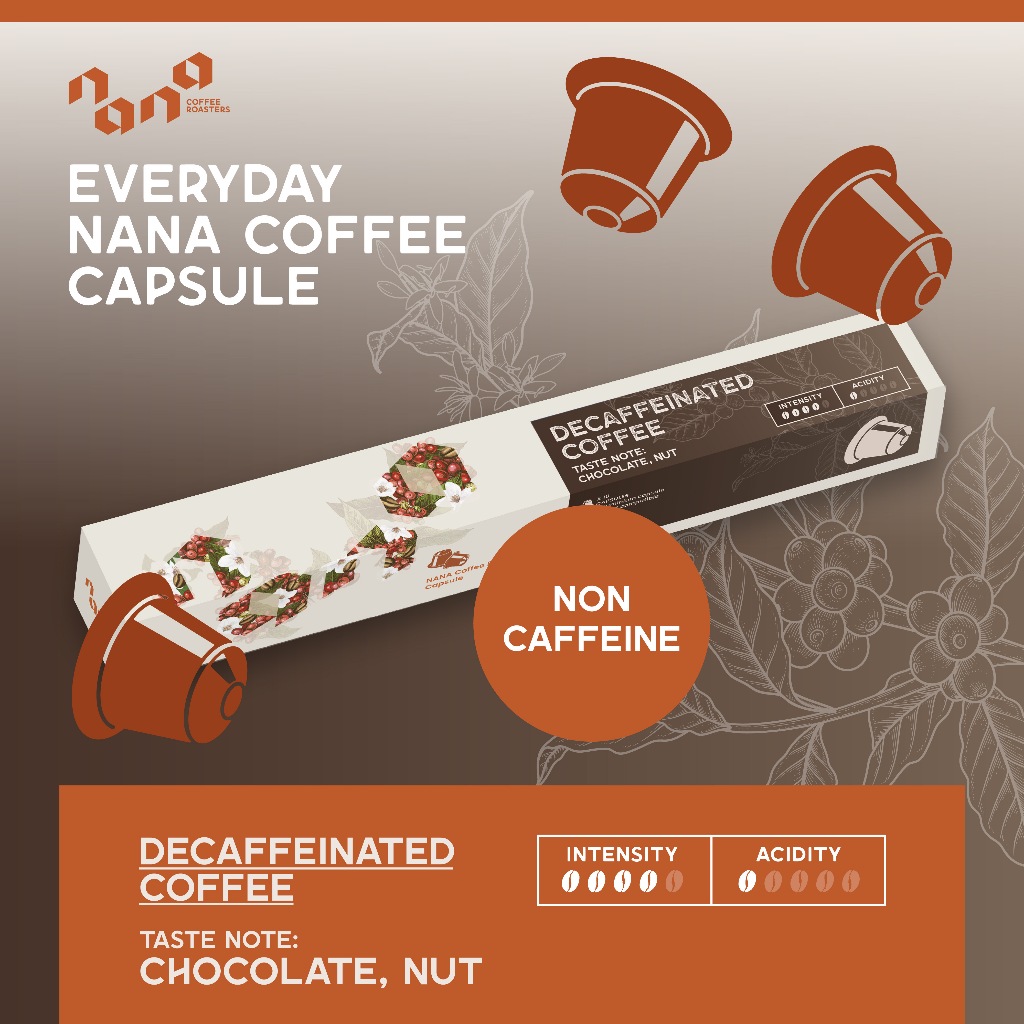 กาแฟแคปซูล for Nespresso Compatible Decaffeinated Coffee Capsule (Chocolate, Nutty) - Nana Coffee Ro