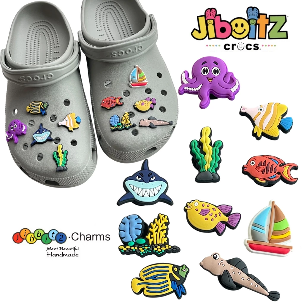 พร้อมส่ง jibbitz ของตกแต่งรองเท้า จิ๊บบิท ต้นไม้ เรือ ปลา ชอบเที่ยวทะเล มาจัดค่ะ DIY crocs