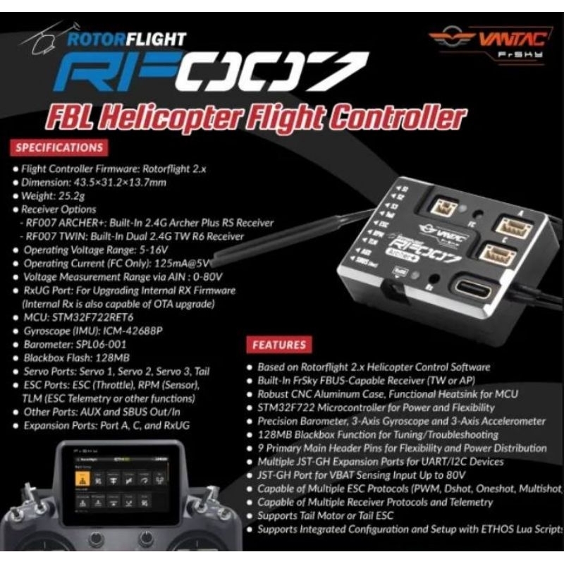 🇹🇭Frsky RF007 FBL Helicoptor Flight Controller