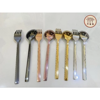 ช้อนส้อมสแตนเลส สไตล์เกาหลี รุ่นด้ามหนา สีเงิน สีดำ สีทอง สีโรสโกลด์ เกรดพรีเมี่ยม
