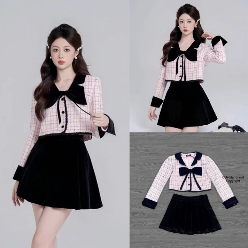 BELLITA BRAND : ชุดเซ็ท 2 ชิ้นผ้าทอทวิต Size S มือ 2