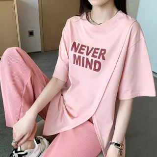 เสื้อยืดแขนสั้นผู้หญิงแฟชั่นฤดูร้อนมาใหม่ ผ่าข้าง oversize เสื้อผ้าสาวอวบไซส์ใหญ่สวยๆ เสื้อโอเวอร์ไซส์ทรงหลวมสไตล์เกาหลี