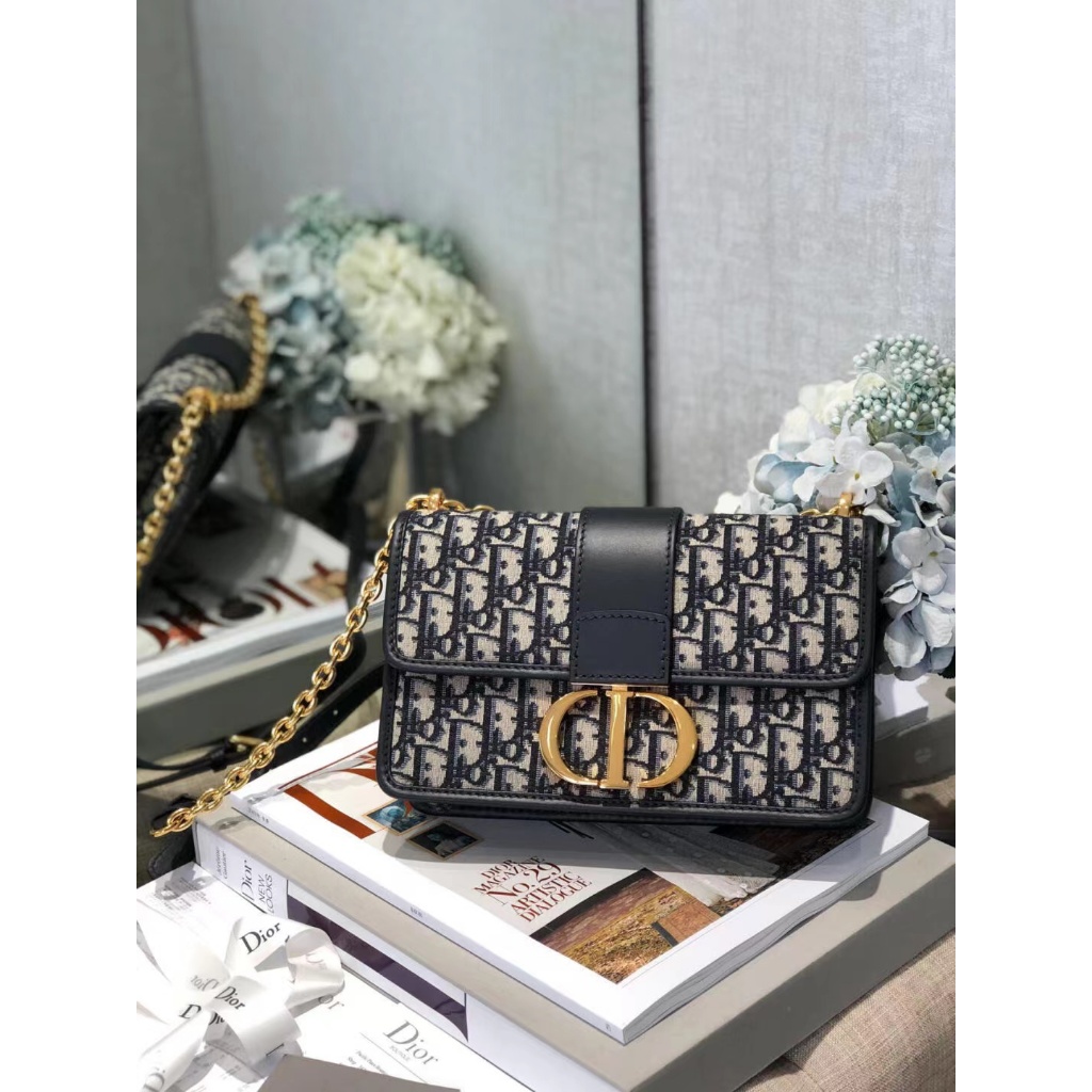 👜ดิออร์ Dior 👜 Lady East-West series blue jacquard canvas hand bill shoulder bag crossbody bag chain bag