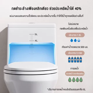 Mondial สุขภัณฑ์ชิ้นเดียว โถชักโครกเซรามิก ระบบไซโครนดูดน้ำแรง ประหยัดน้ำกันกลิ่น ทำความสะอาดง่าย มีสายฉีดชำระสำหรับบ้าน