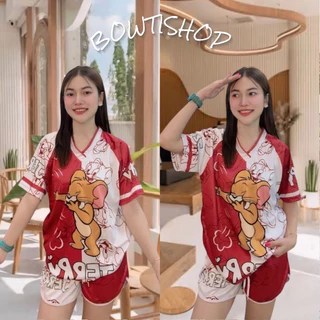 ( OAFSSET2 ) ชุดเซท คอวีลายการ์ตูน ทอมเจอร์รี่ 3สี ฟรีไซส์/พลัสไซส์