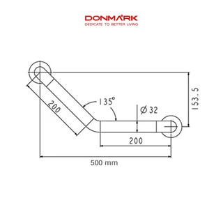 DONMARK ราวจับพยุงตัว สแตนเลส 304 ผิวเงารูปทรงตัววี ขนาด 50 cm รุ่น DM-1413SS