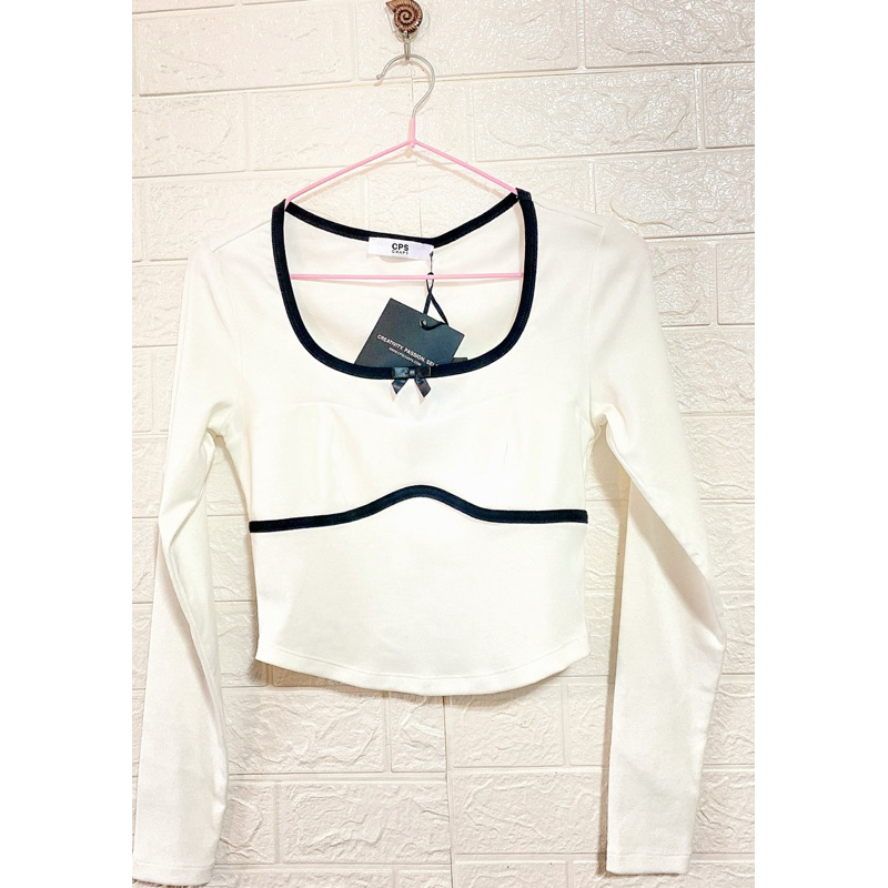 CPS'chaps🎀เสื้อยืดแขนยาว สีขาวsize|xs "อก32“ความยาว16"ป้ายห้อย