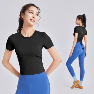 ArayaLady เสื้อกีฬาผู้หญิง เสื้อครอปออกกำลังกายแขนสั้น จั๊มเอวด้านหลัง ทรงสวยใส่สบาย AT-JYMD112 (แขนสั้น)