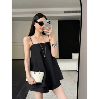 📍พร้อมส่ง📍5642💌Set 2 pcs เสื้อสายเดี่ยว งานซิปหลัง + กางเกงขาสั้น งานซิปข้าง เนื้อผ้าดี ทรงสวย TAG : WG.WE🇰🇷