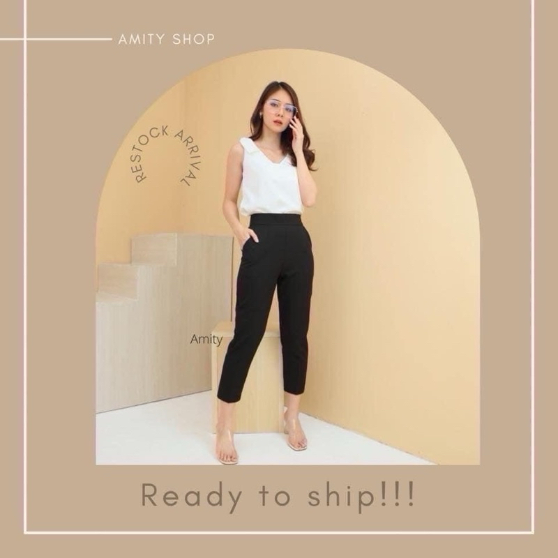 กางเกงขา8ส่วน ซิปข้างเนื้อผ้าไปเป้