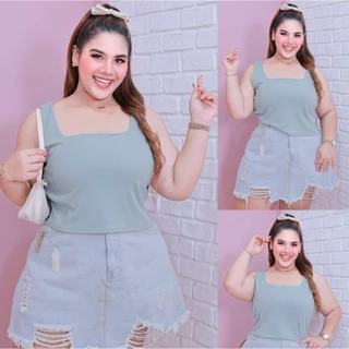 [ ส่งฟรี 🔥 ] เสื้อแขนกุด เสื้อสายเดี่ยวสาวอวบ เสื้อแขนกุดไซส์ใหญ่ ทรงครอป ผ้าร่อง ใส่สวย เซกซี่ A298