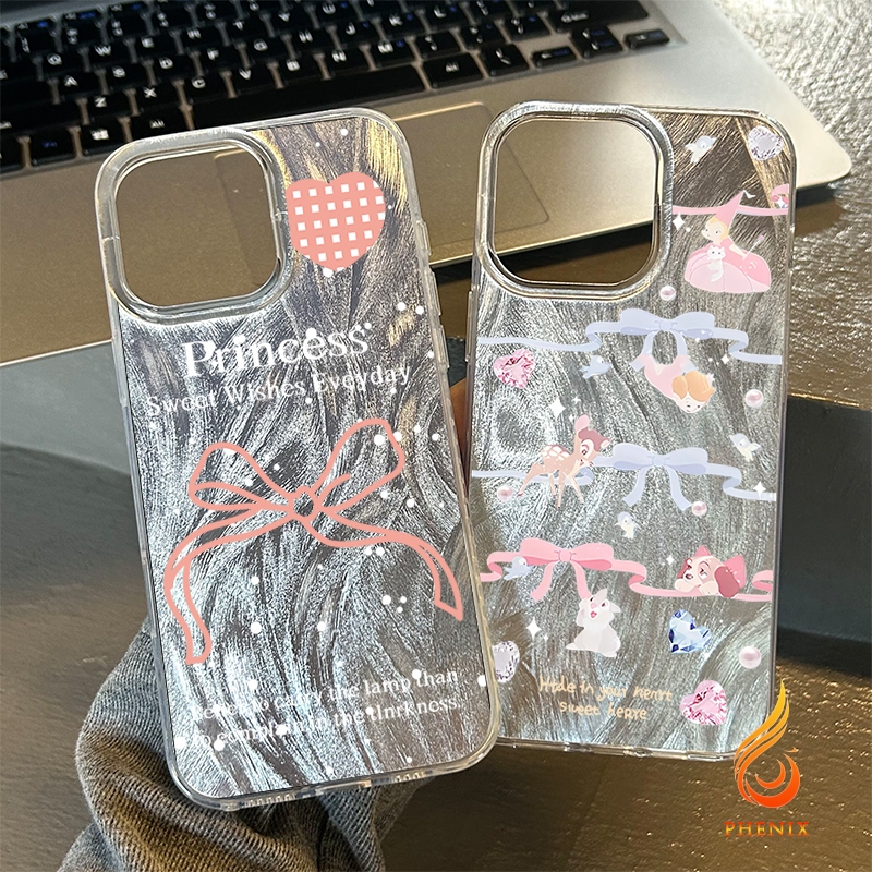 จากประเทศไทย เคส ไอโฟน ขนนกสีเงิน อ่อนนุ่ม TPU บัลเลต์คอร์ สำหรับ iPhone 11 16 15 12 14 13 Pro Max 14/15PLUS x การ์ตูน