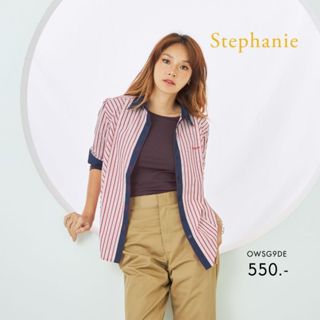 Stephanie  เสื้อเชิ้ตแขนสามส่วนสีแดง(OWSG9DE)