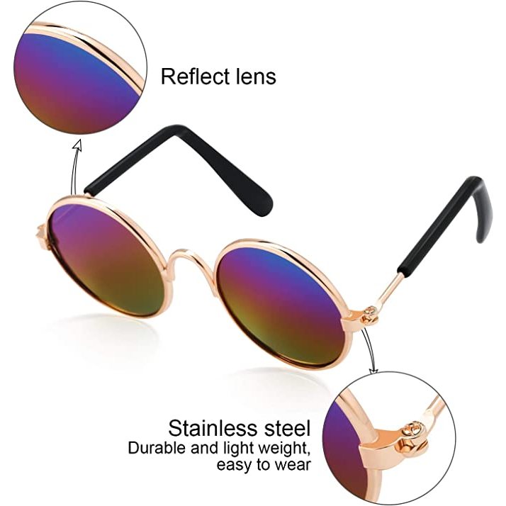 PETStar1 Pet Fashion Glasses แว่นตากันแดด ทรงกลม สะท้อนแสง น่ารัก พร็อพถ่ายรูป สไตล์เรโทร สําหรับสัตว์เลี้ยง สุนัข แม ราคา ถูกที่สุด ดีลบีเคเค แกลเลอรีภาพที่ 7