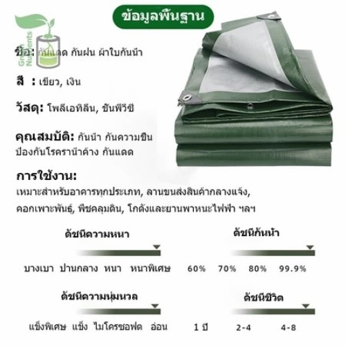 ผ้าใบกันฝน ผ้าใบกันแดดกันฝน ผ้ากันฝน ผ้าใบ อย่างดี วัสดุPE(มีตาไก่) ผ้าใบกันแดด คุณภาพสูง กันสาด คลุมรถ 2x4 3x5 เมตร - รูปที่ 2