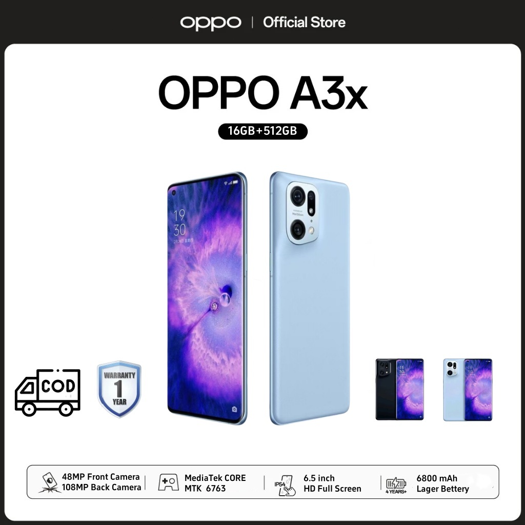 5G สมาร์ทโฟน OPPO A3x 6.5นิ้ว 6800mAh 16GB+256/512GB 32MP+48MP โทรศัพท์ราคาถูก ร้านค้าผลิตในพื้นที่ 