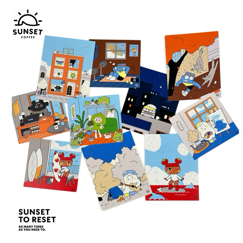 Postcard Character คาแรกเตอร์และโทนสีสันสดใส จาก Sunset Coffee Roaster