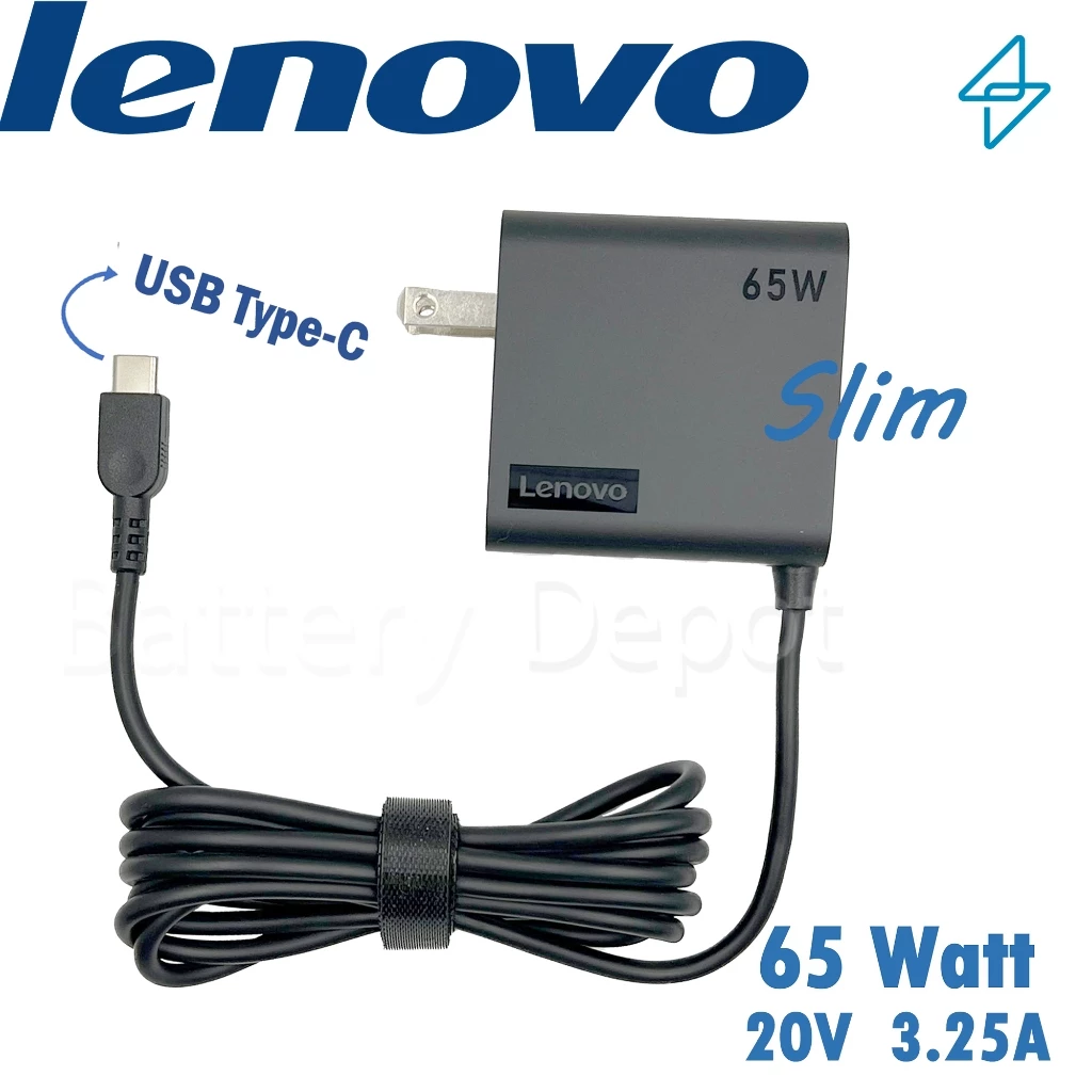 รุ่นใหม่ Size Mini Lenovo Adapter ของแท้ 20V/3.25A 65W หัว USB Type-C สายชาร์จ Lenovo เลอโนโว่ อะแดปเตอร์