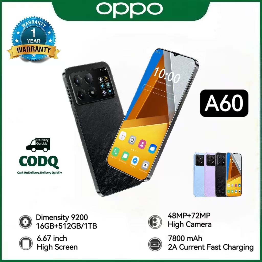 รับประกันร้าน 1 ปี OPPO A60 5G สมาร์ทโฟน ราคาถูก 16GB+256GB/512GB หน้าจอ 6.67นิ้ว 7800mAh รองรับ 2 ซ