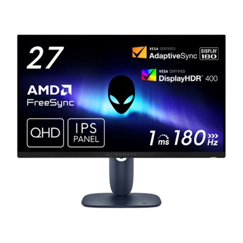 Alienware 27 Gaming Monitor - AW2725DM - 27" QHD (2560 x 1440), 180Hz, 1ms, Fast IPS, NVIDIA G-SYNC,