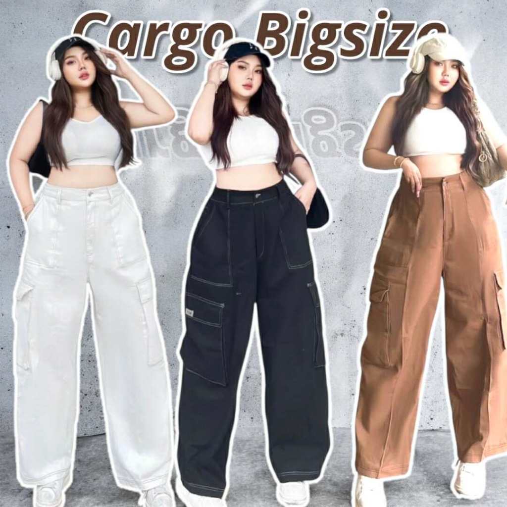 กางเกงขายาว รุ่น คาร์โก้ทรงบอย  เอวสูง เอวหลังสม็อค เนื้อผ้าดี