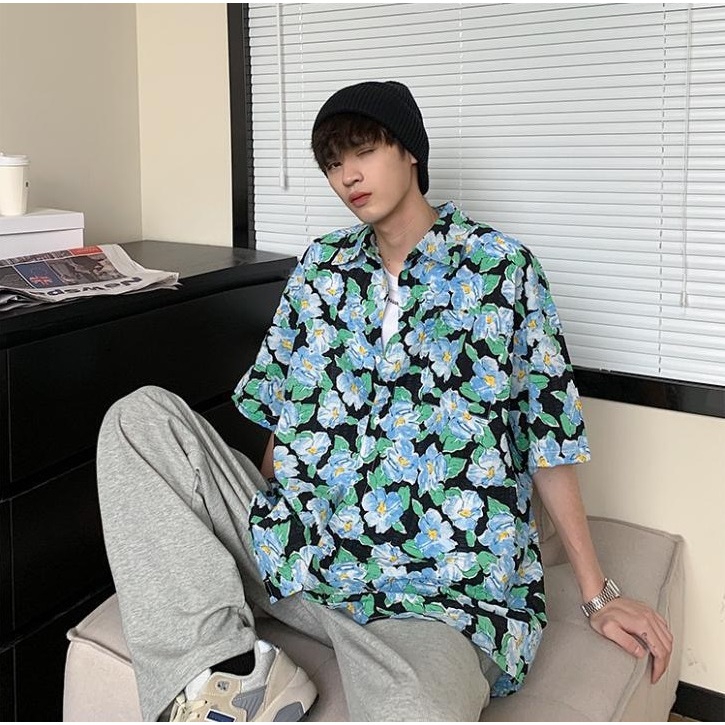 knowyou_เสื้อเชิ้ตแขนสั้นลายดอก เสื้อสงกรานต์ สีสันสดใสน่ารัก ใส่ได้ทั้งชายหญิง M-2XL สินค้า