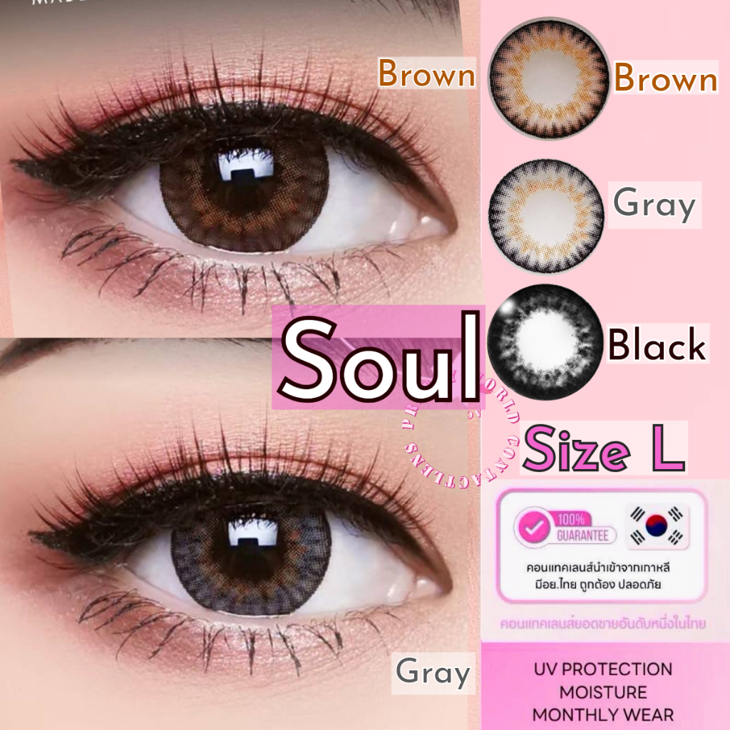🌟 Wink : Soul Gray Brown Black  บิ๊กอาย ตาโต Size L สายตาปกติ ถึง -6.50