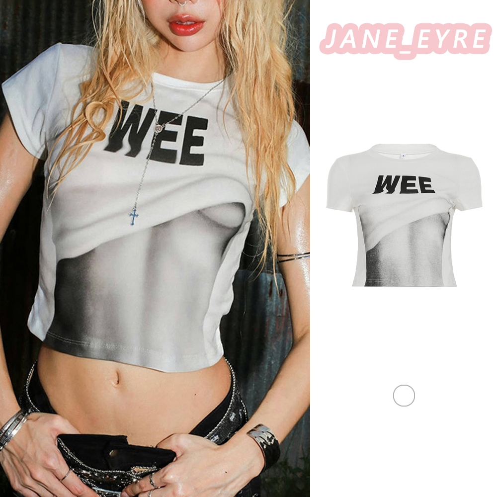 ตลก พิมพ์ แขนสั้น เสื้อยืด ผู้หญิง ซอก อเนกประสงค์ ด้านบน เซ็กซี่ เสื้อยืด Slim FITTING JN