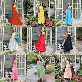 TT19171 เดรสสายเดี่ยว กระโปรงยาวบานระบาย