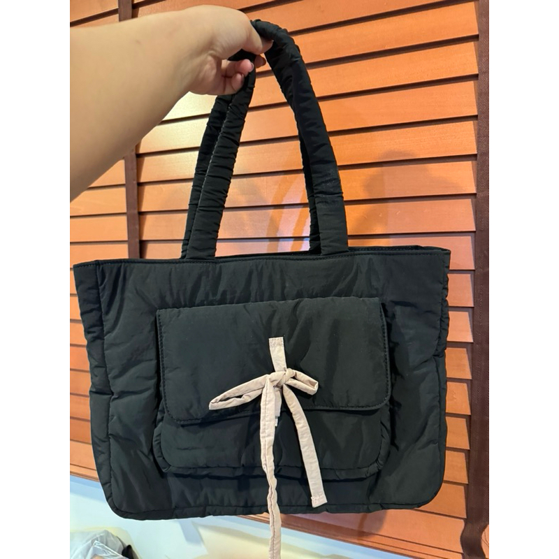 (มือ2ใช้น้อย)🎀PENNE culture รุ่น Ribbon ใส่โน๊ตบุ๊ค:แลปท๊อป บุกำมะหยี่ สีดำ