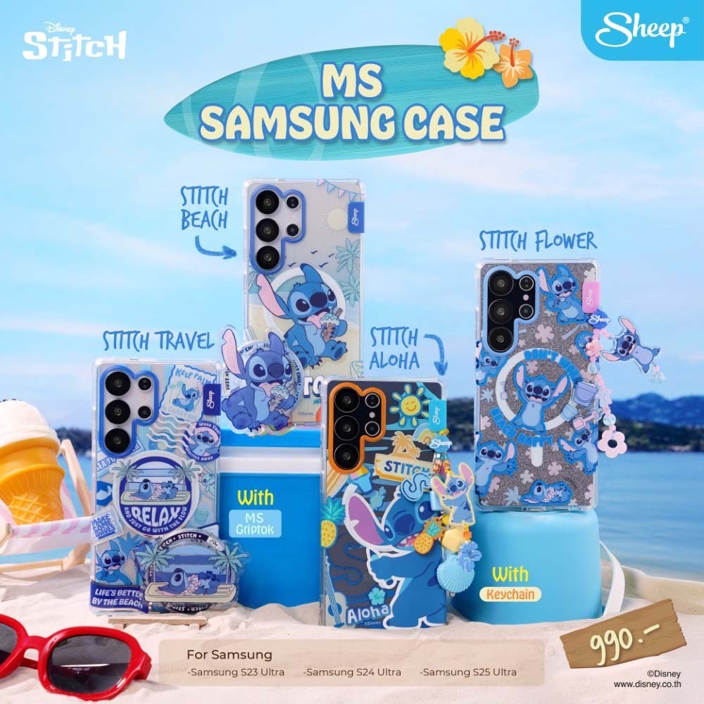 [S23Ultra/S24Ultra/S25Ultra Stitch] Disney Stitch Collection เคสซัมซุง รองรับการชาร์จแม่เหล็ก Magnet ฟรี Griptok/Strap