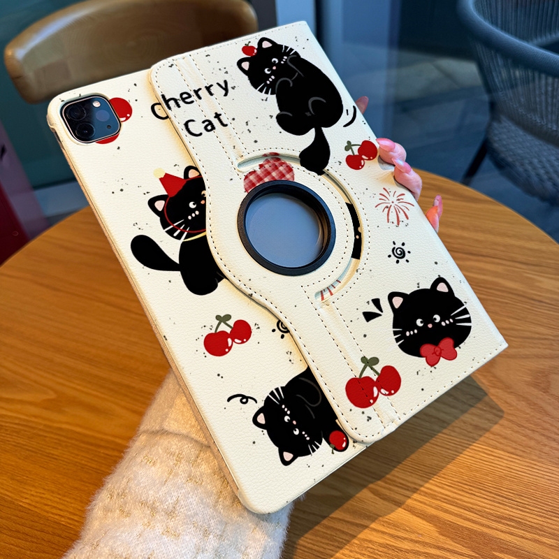 🌻24 ชั่วโมง🌻เคสป้องกัน iPad cherry cat gen11 pro11หมุนได้ 360° Air8/7/6 เหมาะสำหรับรุ่น Gen12 Gen10