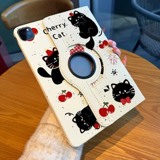 🌻24 ชั่วโมง🌻เคสป้องกัน iPad cherry cat gen11 pro11หมุนได้ 360° Air8/7/6 เหมาะสำหรับรุ่น Gen12 Gen10