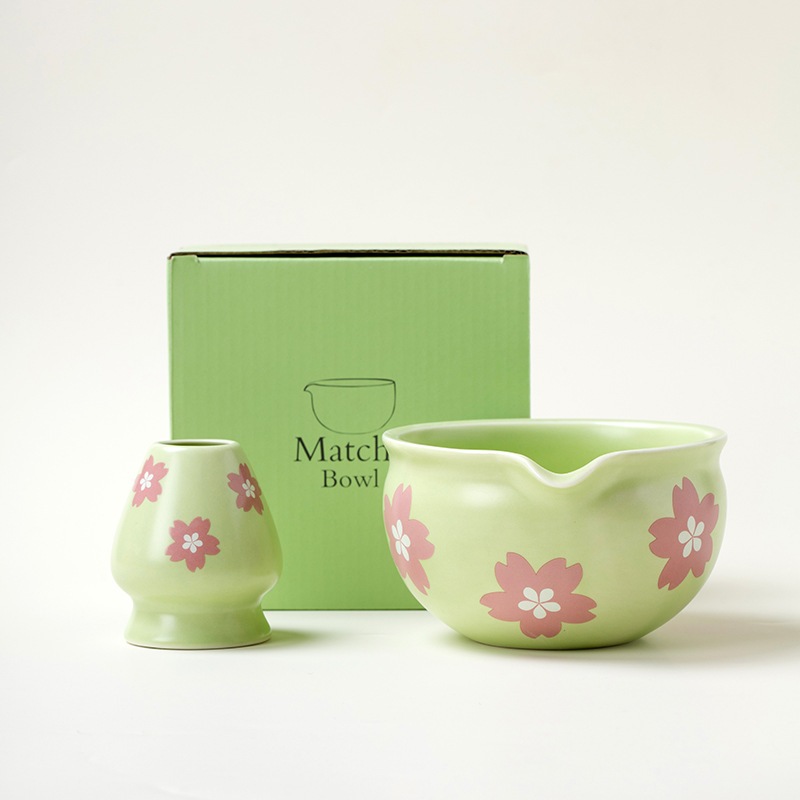 ชุดชงชามัทฉะญี่ปุ่น สีมัทฉะ Amazon ดอกไม้