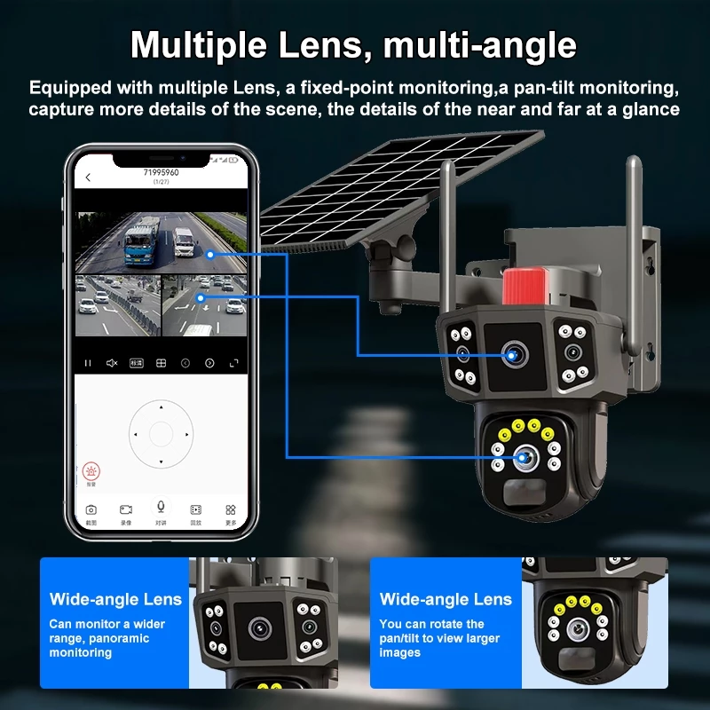 พร้อมส่ง 4G-WIFI Camera 12MP 6K 18LED Solar Cell กล้องวงจรปิดใส่ซิม-ไวไฟ โซลาร์เซลล์ 12ล้านพิกเซล กล้อง2เลนส์3จอ thumbnail 8