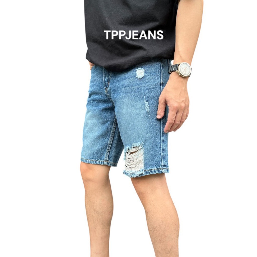 JEANSEEXPRESS MT7 Shorts DENIM กางเกงยีนส์ขาสั้นชาย สีบลูยีนส์ฟอกแต่งขาด ทรงคลาสสิค ความยาวเหนือเข่า เป้าซิป Size28-38 ราคา ถูกที่สุด ดีลบีเคเค แกลเลอรีภาพที่ 3