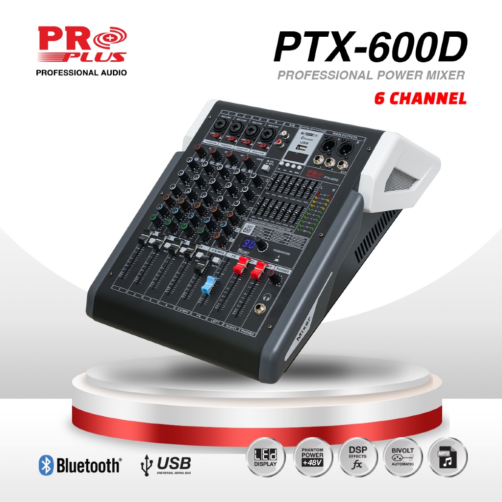 เพาเวอร์มิกซ์ 200W 6CH 99DSP บลูทูธ PRO PLUS PTX-600D